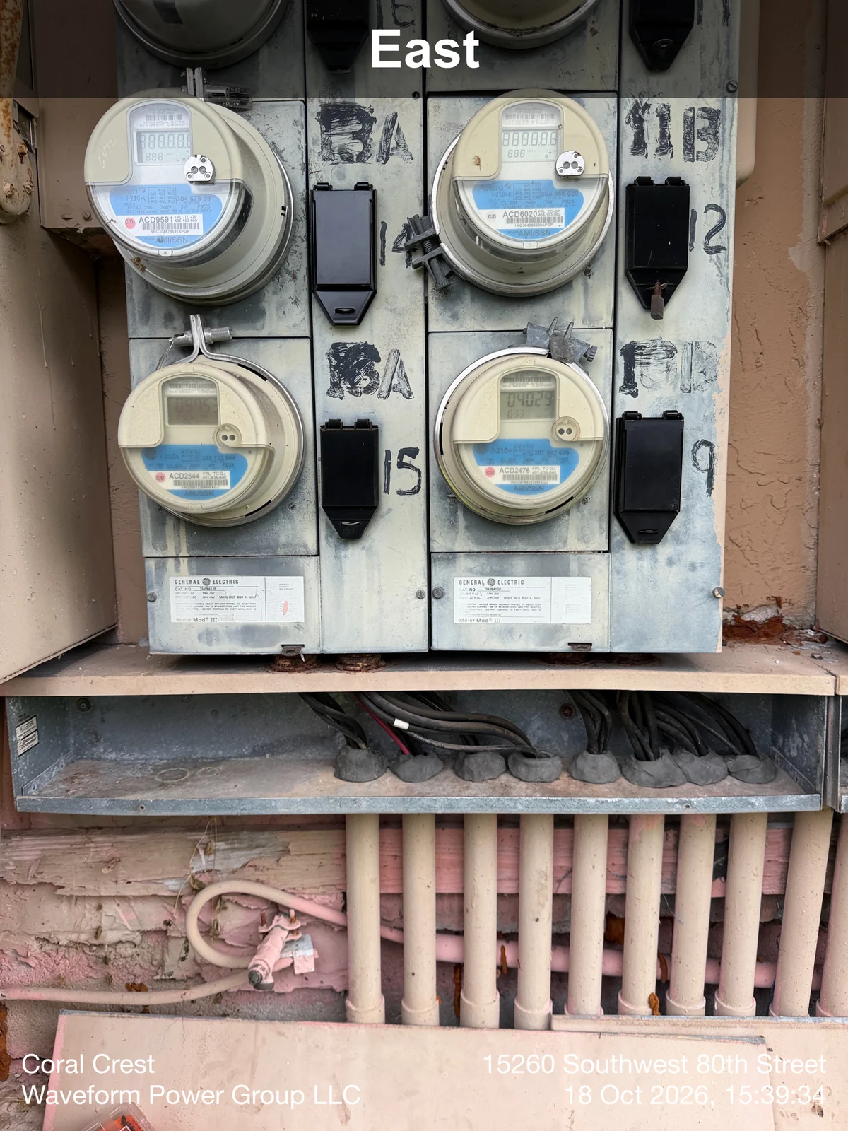 Additional installed breaker covers on the Coral Crest meter bank
