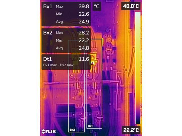 Original September 21 thermogram of 15270 Main 2, showing marked measurement regions and a temperature scale